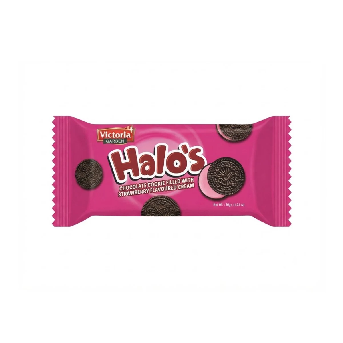 Galletas de Chocolate con Relleno de Fresa Halos 30g