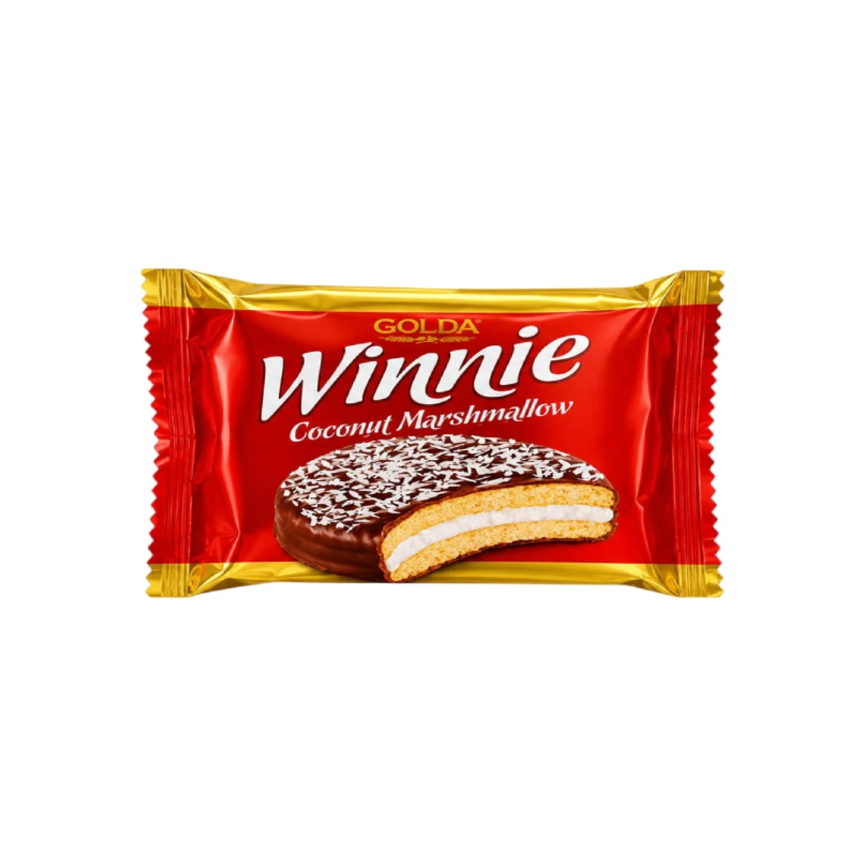 Alfajor Winnie de Chocolate y Coco con Relleno de Malvavisco - Golda 30g