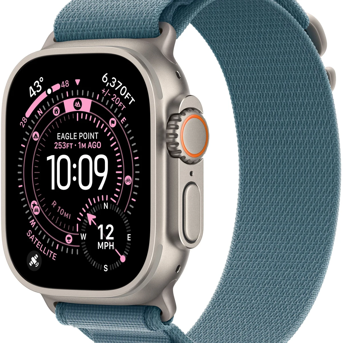 Apple Watch Ultra 3 (GPS+Cellular) 49mm Titanium Case with Light Blue Alpine Loop - Medium - Natural - (2025)