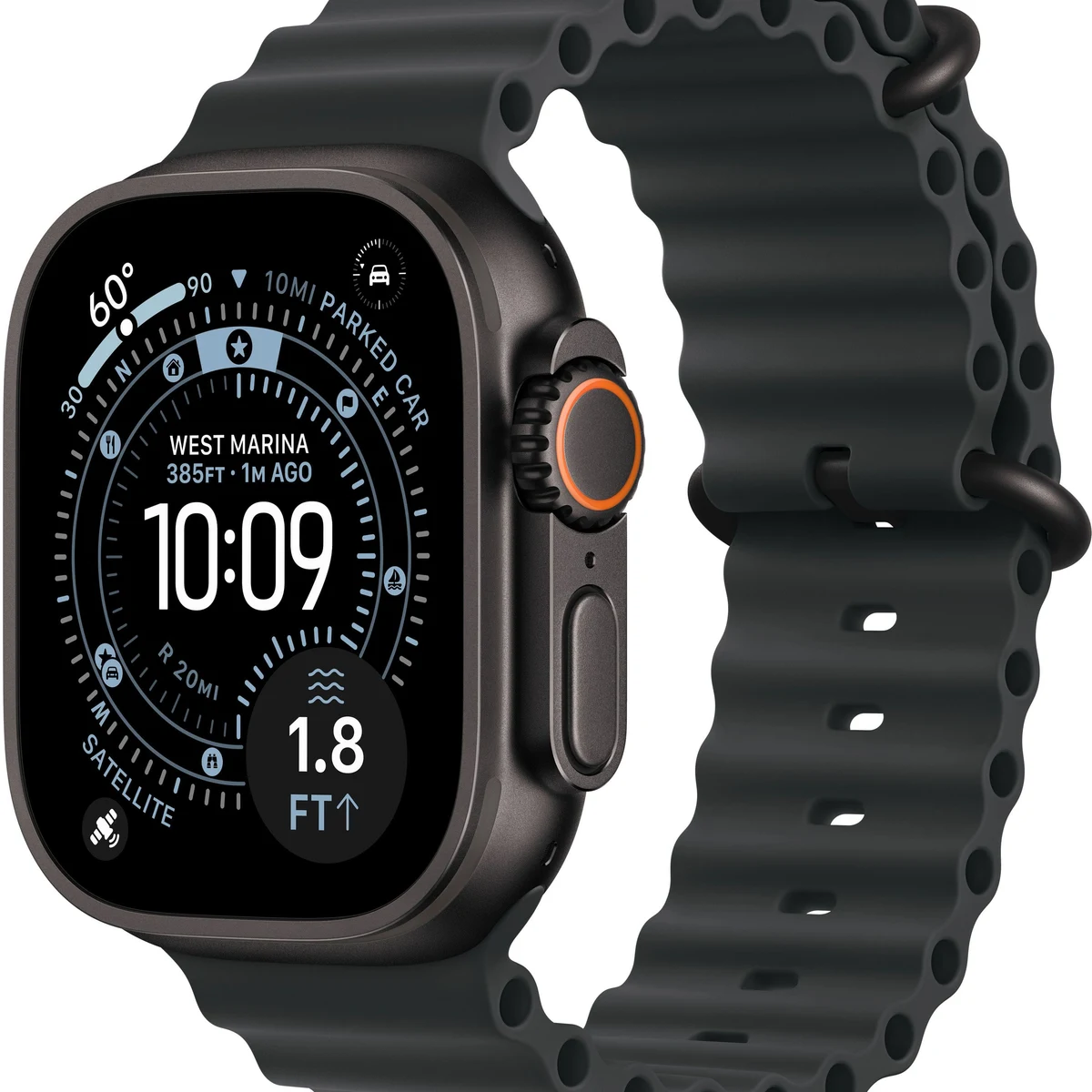 Apple Watch Ultra 3 (GPS+Cellular) 49mm Titanium Case with Black Ocean Band - Black - (2025)