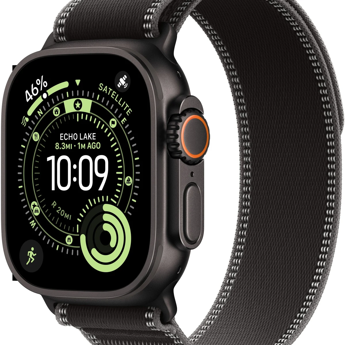 Apple Watch Ultra 3 (GPS+Cellular) 49mm Titanium Case with Black/Charcoal Trail Loop - S/M - Black - (2025)