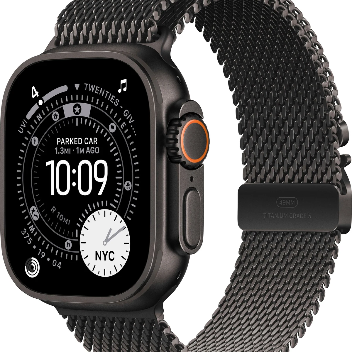 Apple Watch Ultra 3 (GPS+Cellular) 49mm Titanium Case with Titanium Milanese Loop - Large - Black - (2025)