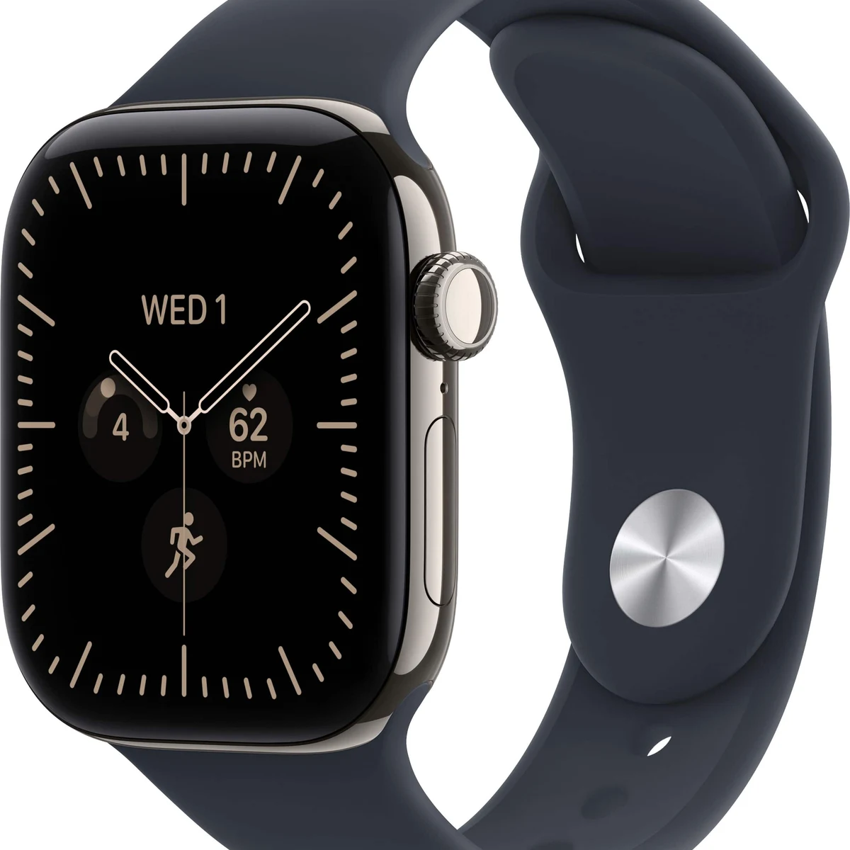 Apple Watch Series 12 (GPS + Cellular) 42mm Titanium Case with Navy Blue Sport Band - M/L - Natural - (2026)