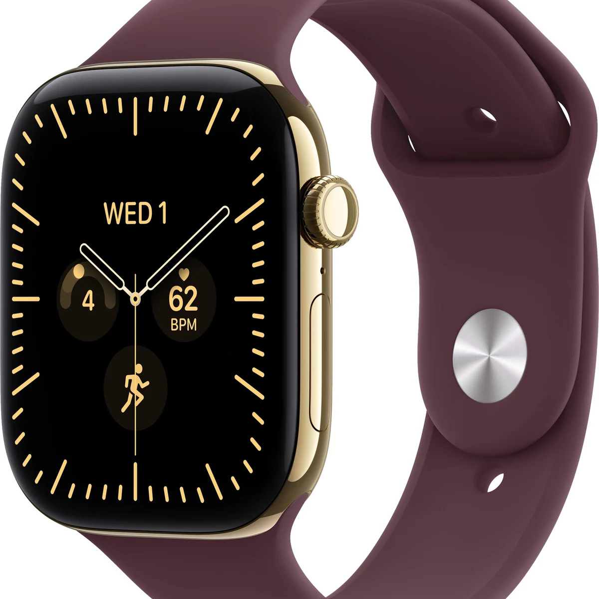 Apple Watch Series 12 (GPS + Cellular) 46mm Titanium Case with Burgundy Sport Band - S/M - Radiant Gold - (2026)