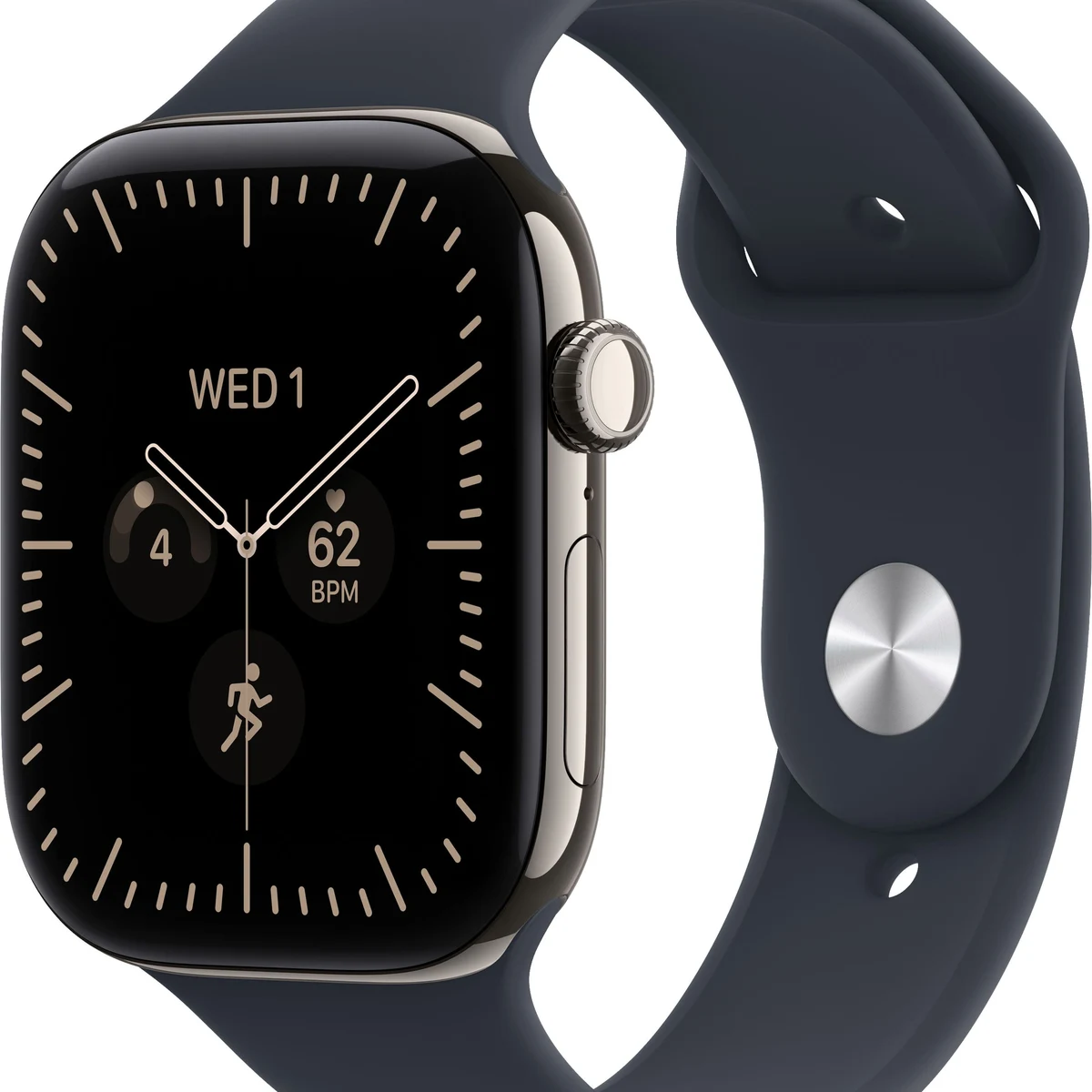 Apple Watch Series 12 (GPS + Cellular) 46mm Titanium Case with Navy Blue Sport Band - M/L - Natural (AT&T) - (2026)
