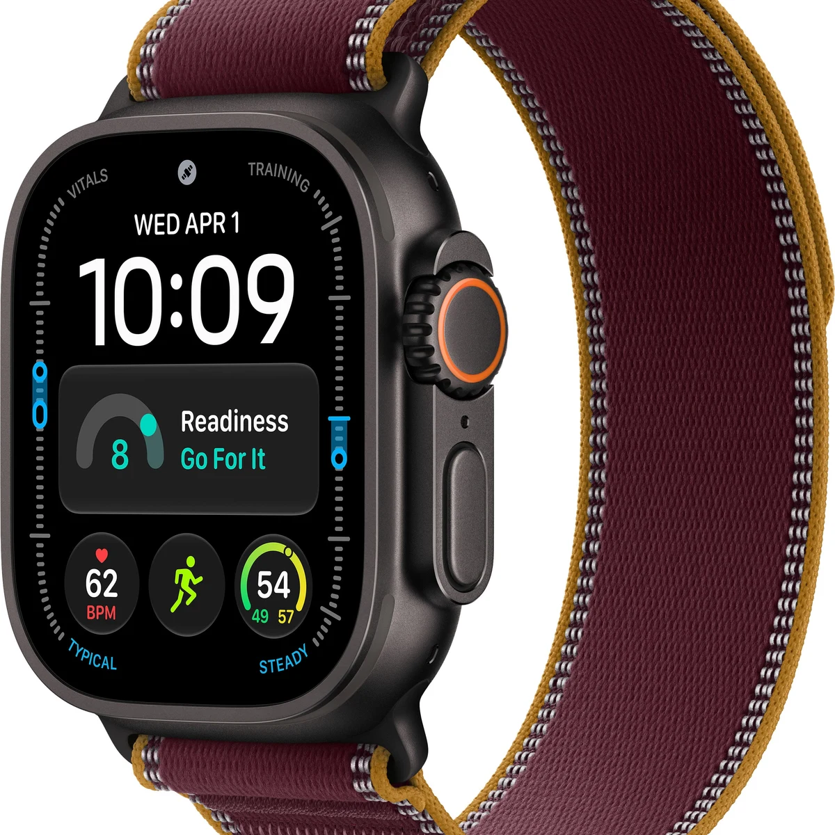 Apple Watch Ultra 4 (GPS + Cellular) 49mm Titanium Case with Burgundy Trail Loop - M/L - Black (AT&T) - (2026)