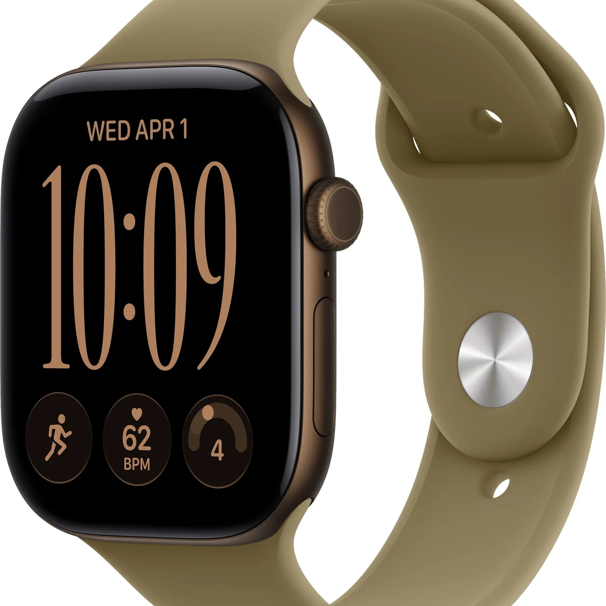 Apple Watch Series 12 (GPS + Cellular) 46mm Aluminum Case with Olive Sport Band - S/M - Dark Bronze (Verizon) - (2026)