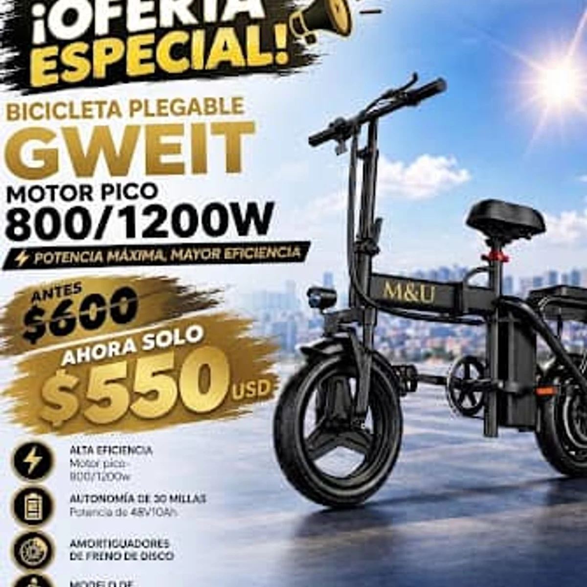 BICICLETA ELECTRICA PLAGABLE